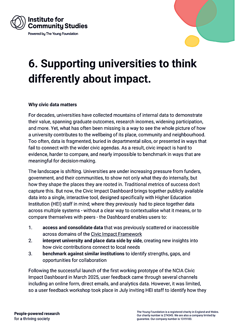 6. Supporting universities to think